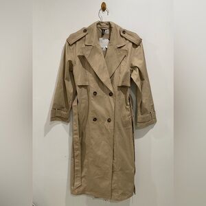 H&M Divided Trench Coat Long Belted Women’s Size XS New